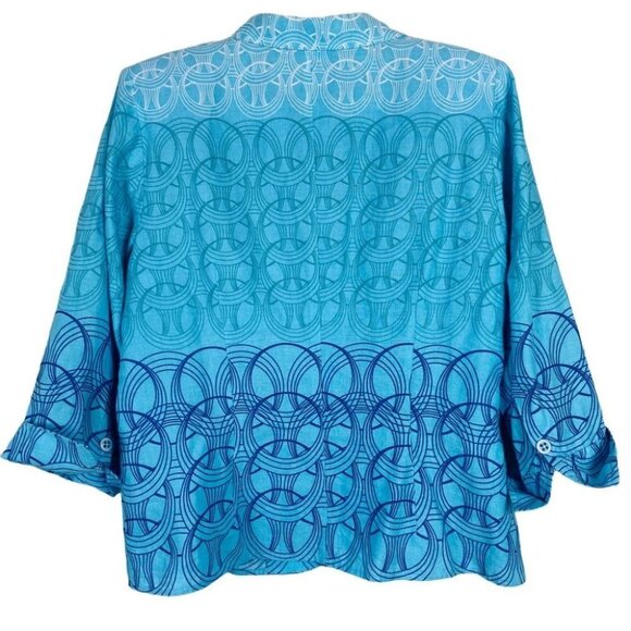 Emma James Linen Cotton Blazer Blue Ombre - Picture 2 of 14